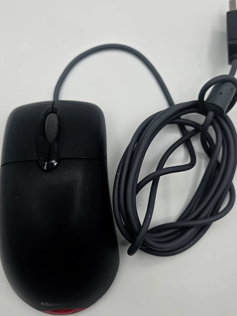 Microsoft Wheel Mouse Optical USB X802382 Black Tested And Working Vintage